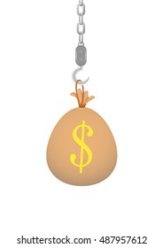 Hooked bag of money