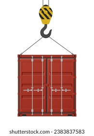 Hooked cargo container on a white background. Vector illustration.