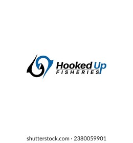 Hooked Up Fisheries Logo Design For Fishing Business 