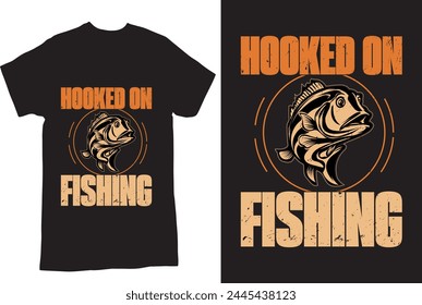 hooked on fishing T shirt design template