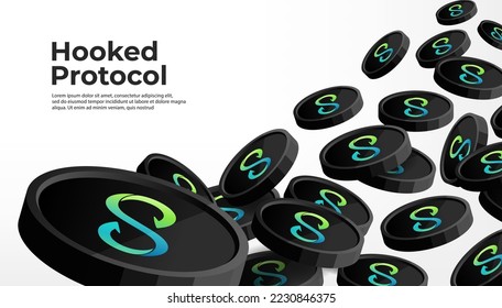 Hooked Protocol (HOOK) cryptocurrency concept banner background.