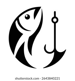 hooking fish logo vector art design