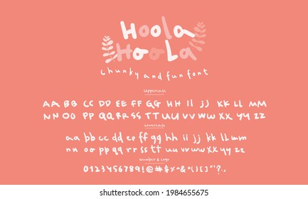 Hoola is an uneven, playful,chunky lettered and fun handwritten font. It can easily put a smile on your projects and will inspire you to create something joyful and memorable.
