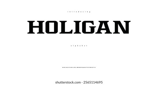 Hooligan bold, condensed display typeface sans serif alphabet