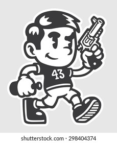 Hooligan Boy With Gun And Bottle