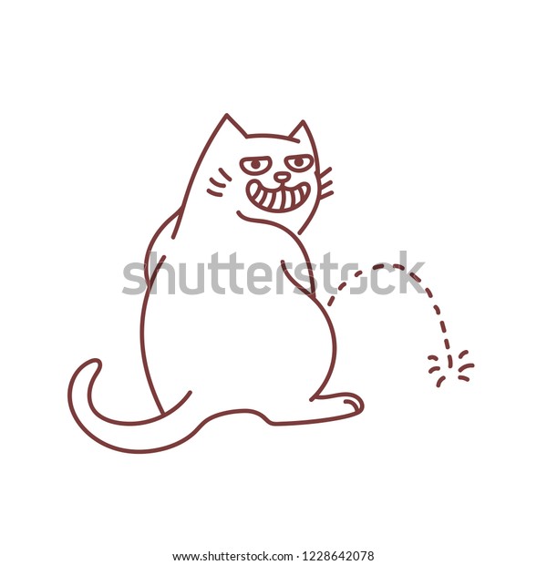 Hooligan Cat Peeing On Floor Evil Stock Vector Royalty Free
