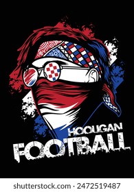 Hooligan football man with syal and slayer on mouth vector illustration style