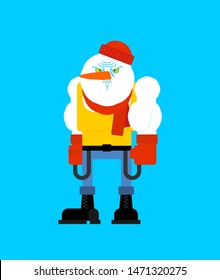 Hooligan snowman. bully Santa Claus helper. ruffian New Year. Christmas Vector illustration