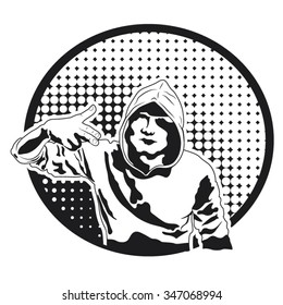 Hooligan Threatens - Vector illustration