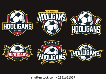 Hooligans Badge logo set vector