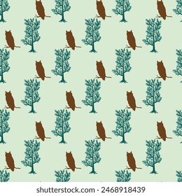 Hooo-hooo Seamless Vector Pattern Design