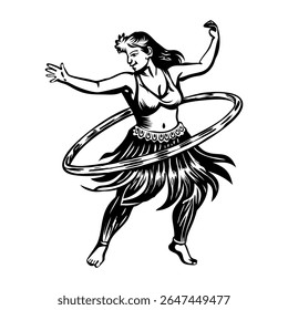 Hoop dancer character illustration in vintage style