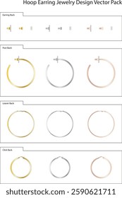 Hoop Earring Jewelry Design Vector Pack with Post back Leaver Back click back and earring back silhouette collection