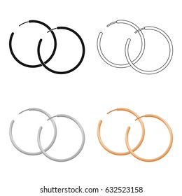Hoop earrings icon in cartoon style isolated on white background. Jewelry and accessories symbol stock vector illustration.