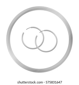 Hoop earrings icon in monochrome style isolated on white background. Jewelry and accessories symbol stock vector illustration.