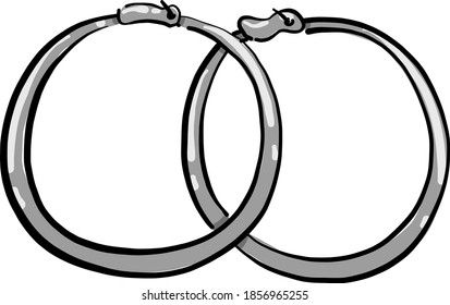 Hoop earrings, illustration, vector on white background