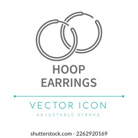 Hoop Earrings Jewelry Vector Line Icon