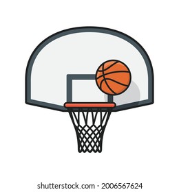 Hoop con la placa posterior del ventilador y la ilustración vectorial aislada de la bola para el Día del Baloncesto el 6 de noviembre