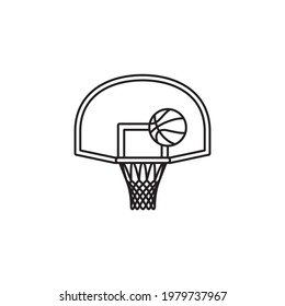 Hoop with fan backboard and ball vector line icon for Basketball Day on November 6