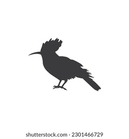 Hoopoe bird black silhouette vector on a white background
