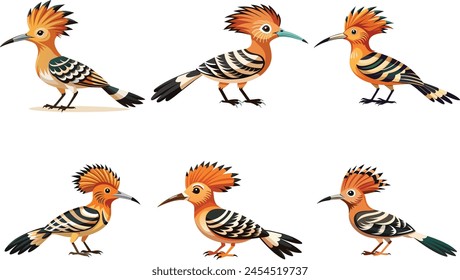 Wiedehopf Vogel verschiedenen Stil Vektorgrafik Kunstwerk Illustration