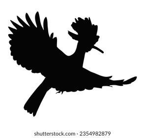 Hoopoe, bird in flight - vector silhouette picture for logo or pictogram.