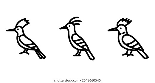 hoopoe outline or line icon design bundle.