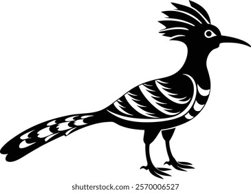 Hoopoe silhouette isolated on white background. Hoopoe sign vector illustration design