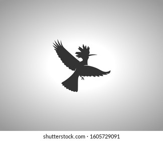 Hoopoe Silhouette on White Background. Isolated Vector Animal Template for Logo Company, Icon, Symbol etc