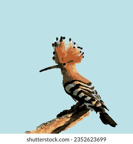 Hoopoe stands on branch vector item