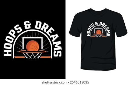 Hoops and Dreams typography basketball t-shirt design