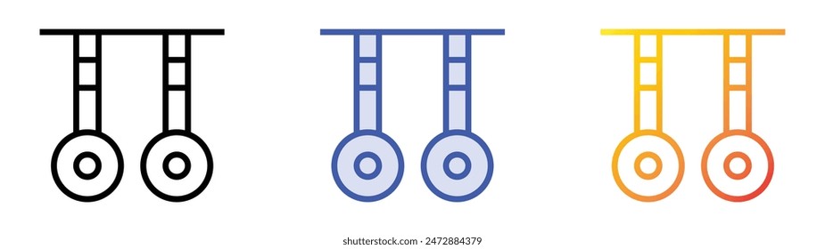 Hoops-Symbol. Lineares, blaues Füllungs- und Verlaufsstil-Design auf weißem Hintergrund
