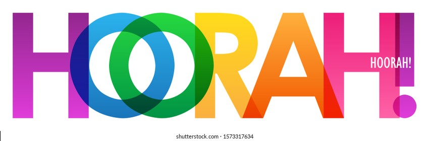 HOORAH! rainbow-colored vector typography banner