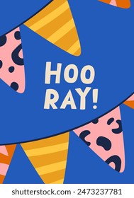 Ilustración vectorial de postal de cinta de Hooray Flags