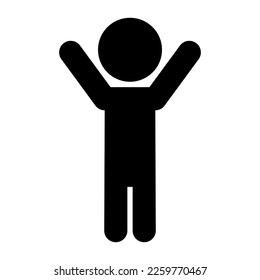 Hooray person silhouette icon. Banzai. Vector.