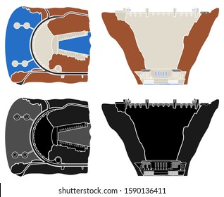 Hoover hydroelectric Dam colored without outline.