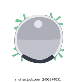 hoover robot vacuum cleaner cartoon. function banner, assistant automated, smartphone outline hoover robot vacuum cleaner sign. isolated symbol vector illustration