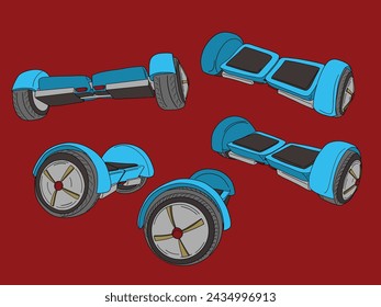 Hooverboard Skate board vector illustration with color blue