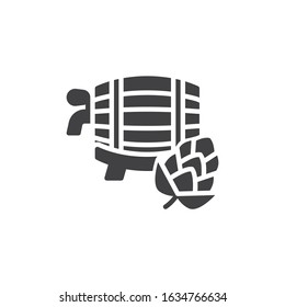 Hop beer barrel vector icon. filled flat sign for mobile concept and web design. Craft Beer cask glyph icon. Symbol, logo illustration. Vector graphics
