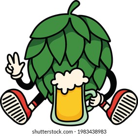 Hop Beer Cartoon Character Vector Illustration