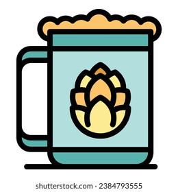 Hop beer mug icon outline vector. Drink tank. Barrel alcohol color flat