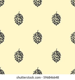 Hop beer seamless pattern background set