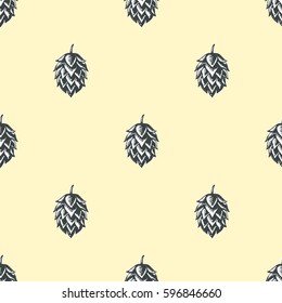 Hop beer seamless pattern background set