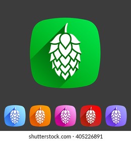 Hop beer sign icon flat web symbol logo label