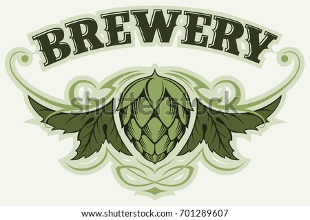 Hop branch, brewery vector logo.