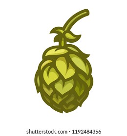 Hop cone icon. Design element for beer prodaction, brewery, pub and bar. Hand drawn vector illustration isolated on white background.