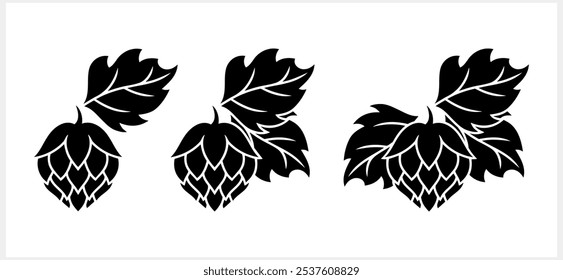 Cono de lúpulo con hojas. Elemento de diseño para el logotipo, emblema, menú del restaurante, pub de cerveza artesanal, cervecería. Vector ilustración de stock