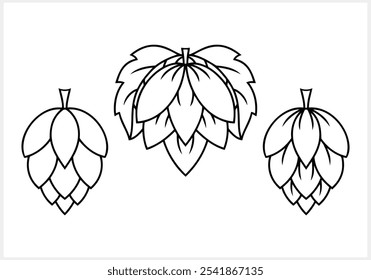 Cono de lúpulo con hojas. Elemento de diseño para el logotipo, emblema, menú del restaurante, pub de cerveza artesanal, cervecería. Vector ilustración de stock