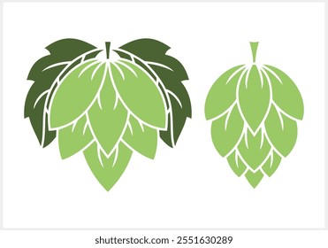 Hop cone with leaves. Design element for logo, emblem, restaurant menu, craft beer pub, brewery. Vector stock illustration