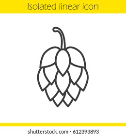 Hop cone linear icon. Thin line illustration. Contour symbol. Vector isolated outline drawing